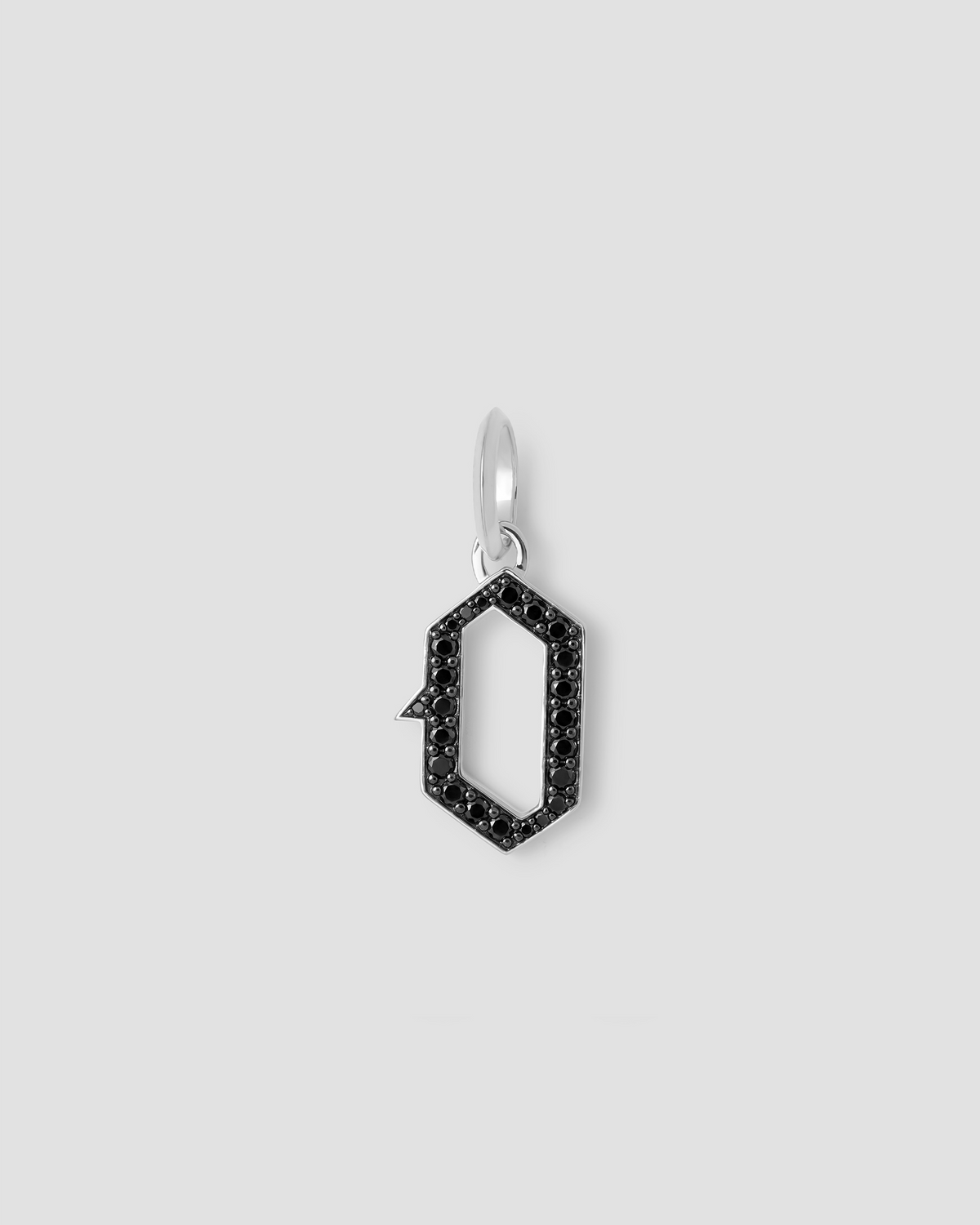 Capital Gothic Letter Charm with Pavé Black Diamonds