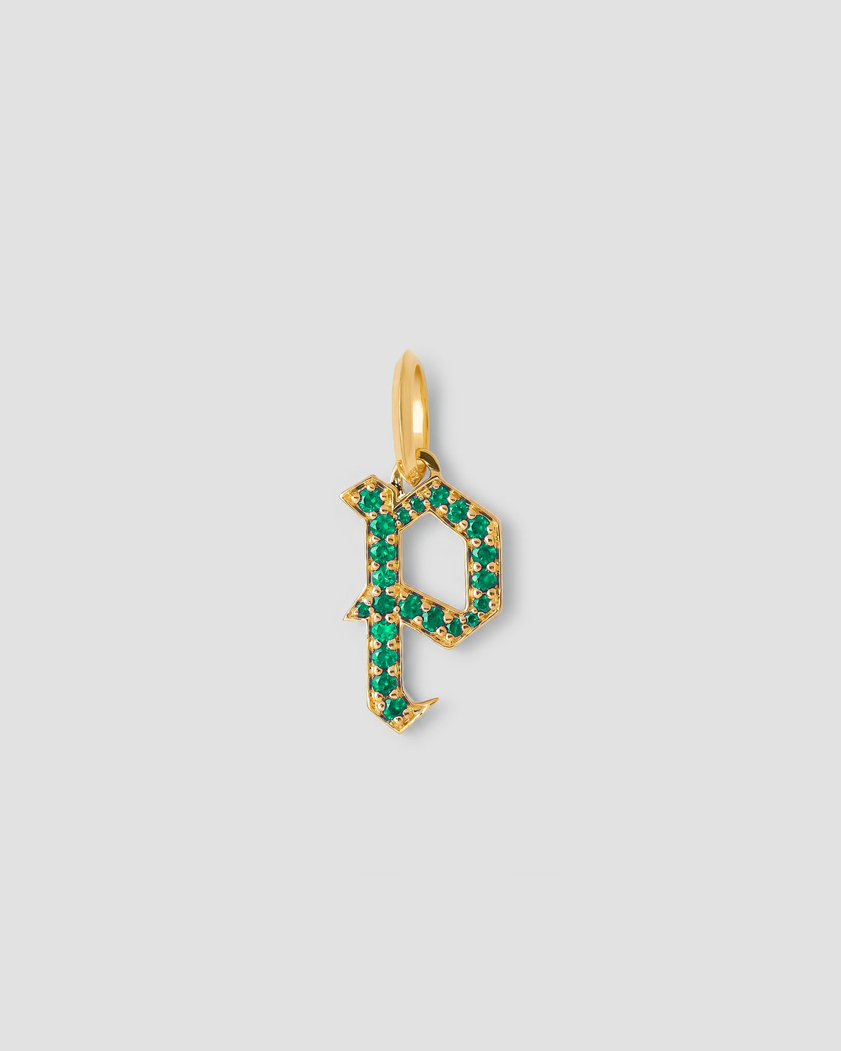 Capital Gothic Letter Charm with Pavé Gemstones