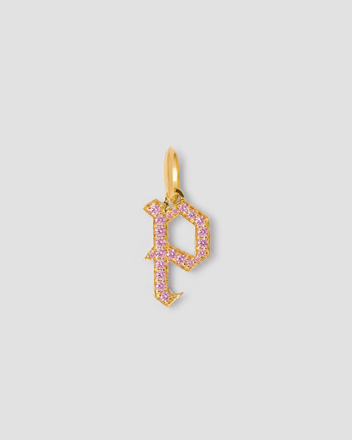 Capital Gothic Letter Charm with Pavé Gemstones