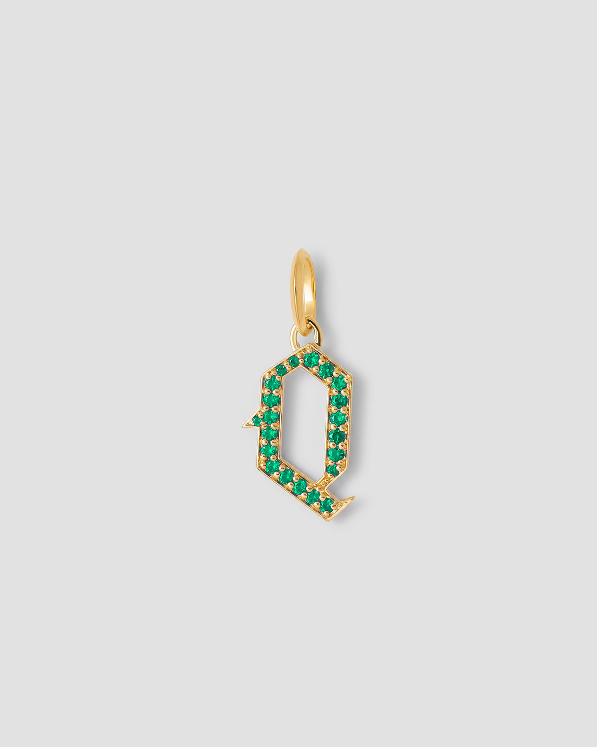 Capital Gothic Letter Charm with Pavé Gemstones