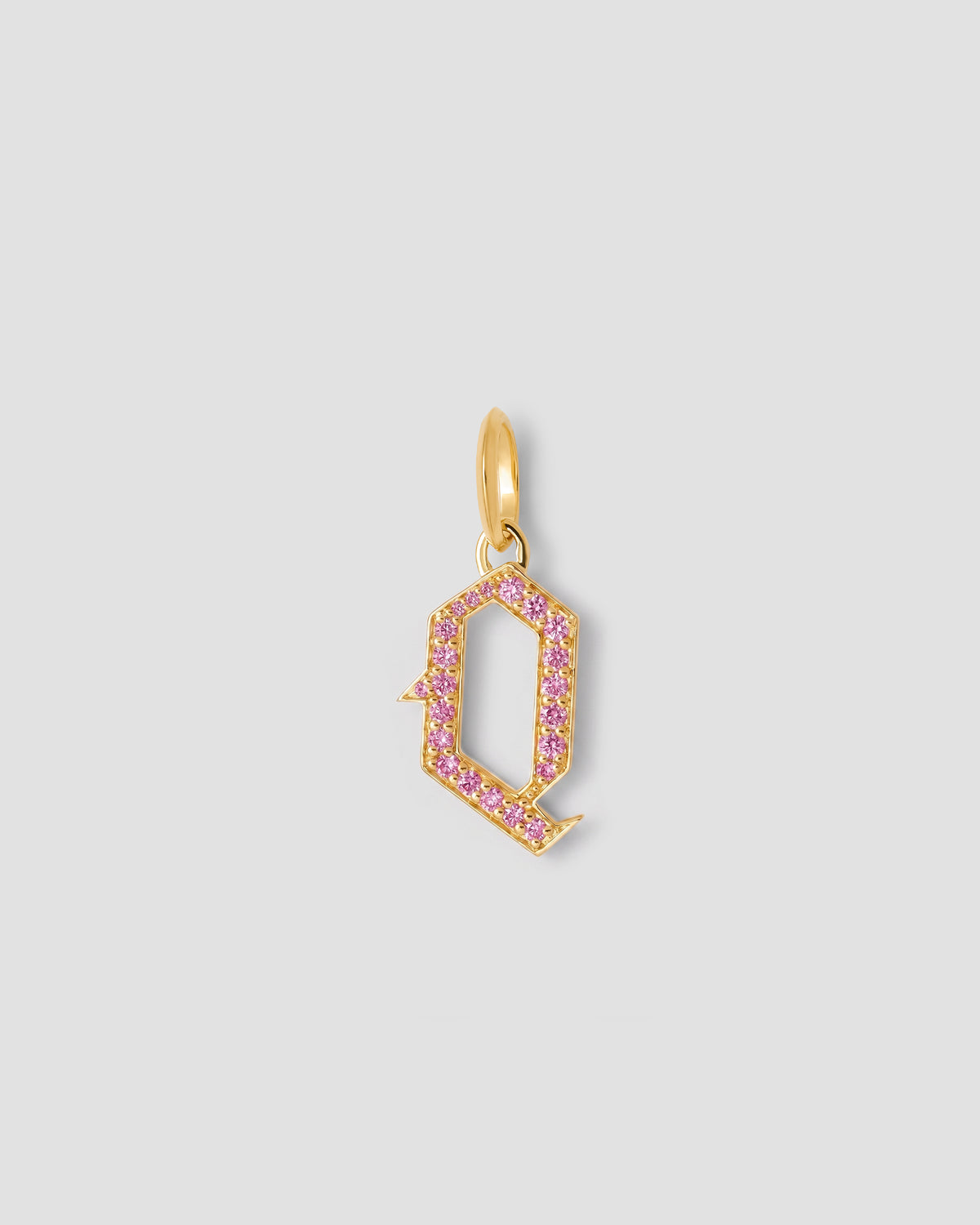 Capital Gothic Letter Charm with Pavé Gemstones