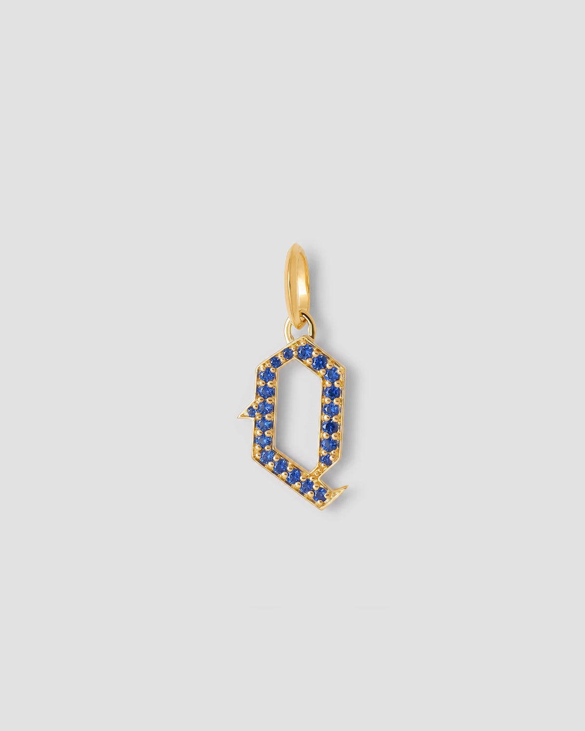 Capital Gothic Letter Charm with Pavé Gemstones