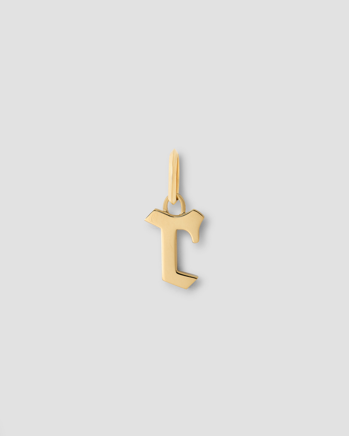 Lower Case Gothic Letter Charm in 14K Yellow Gold 14K gold charm - back view | charm necklaces