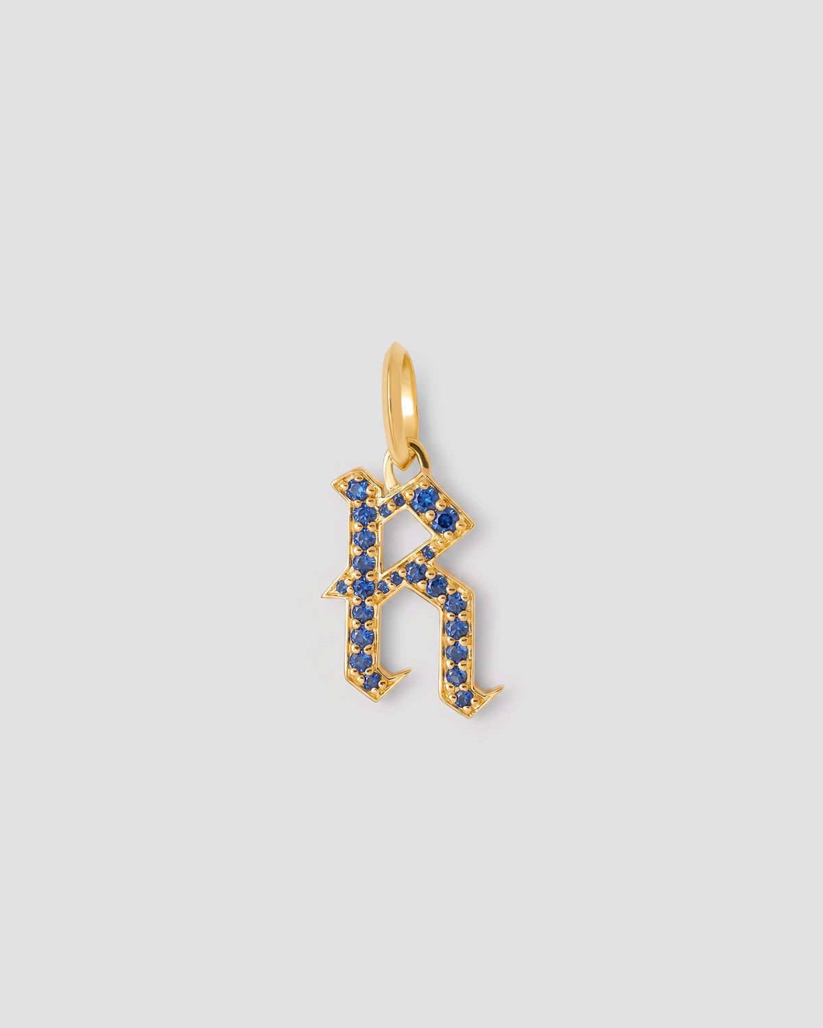 Capital Gothic Letter Charm with Pavé Gemstones