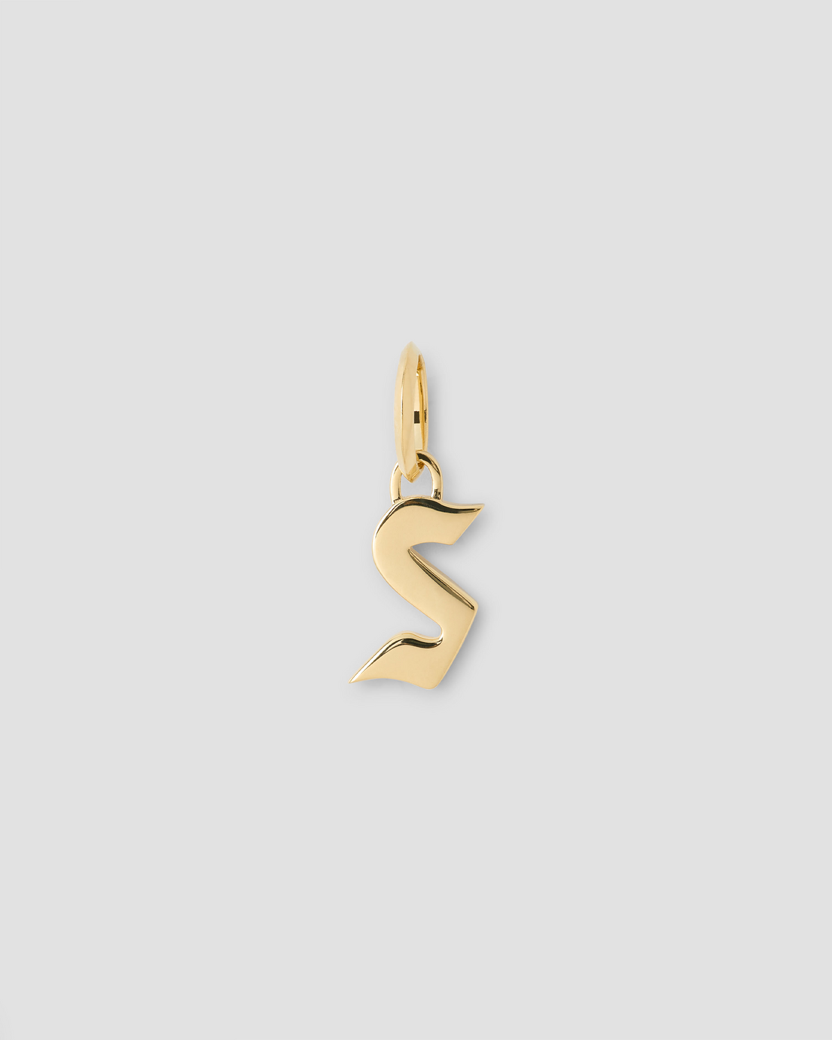 Lower Case Gothic Letter Charm in 14K Yellow Gold 14K gold charm - front view | charm necklaces