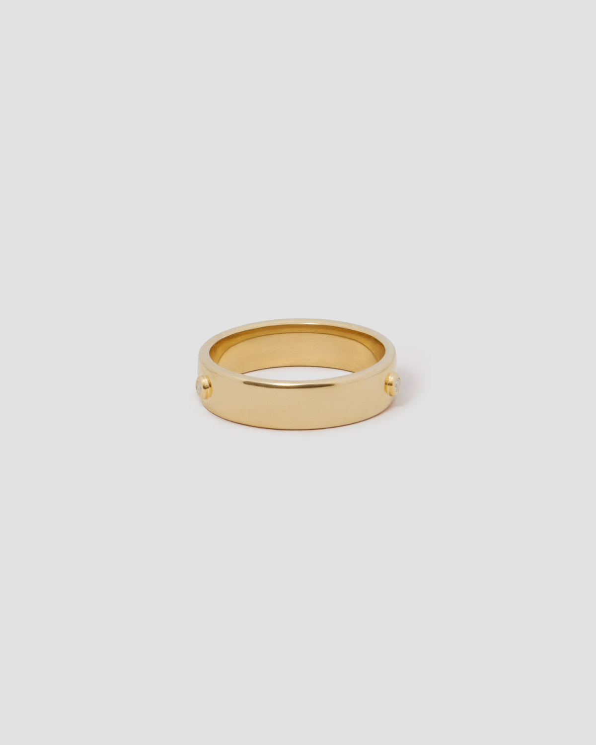 Personalized Skinny Family Gothic Ring with 2 White Diamonds in 18K Yellow Gold 18K gold ring - styled on model