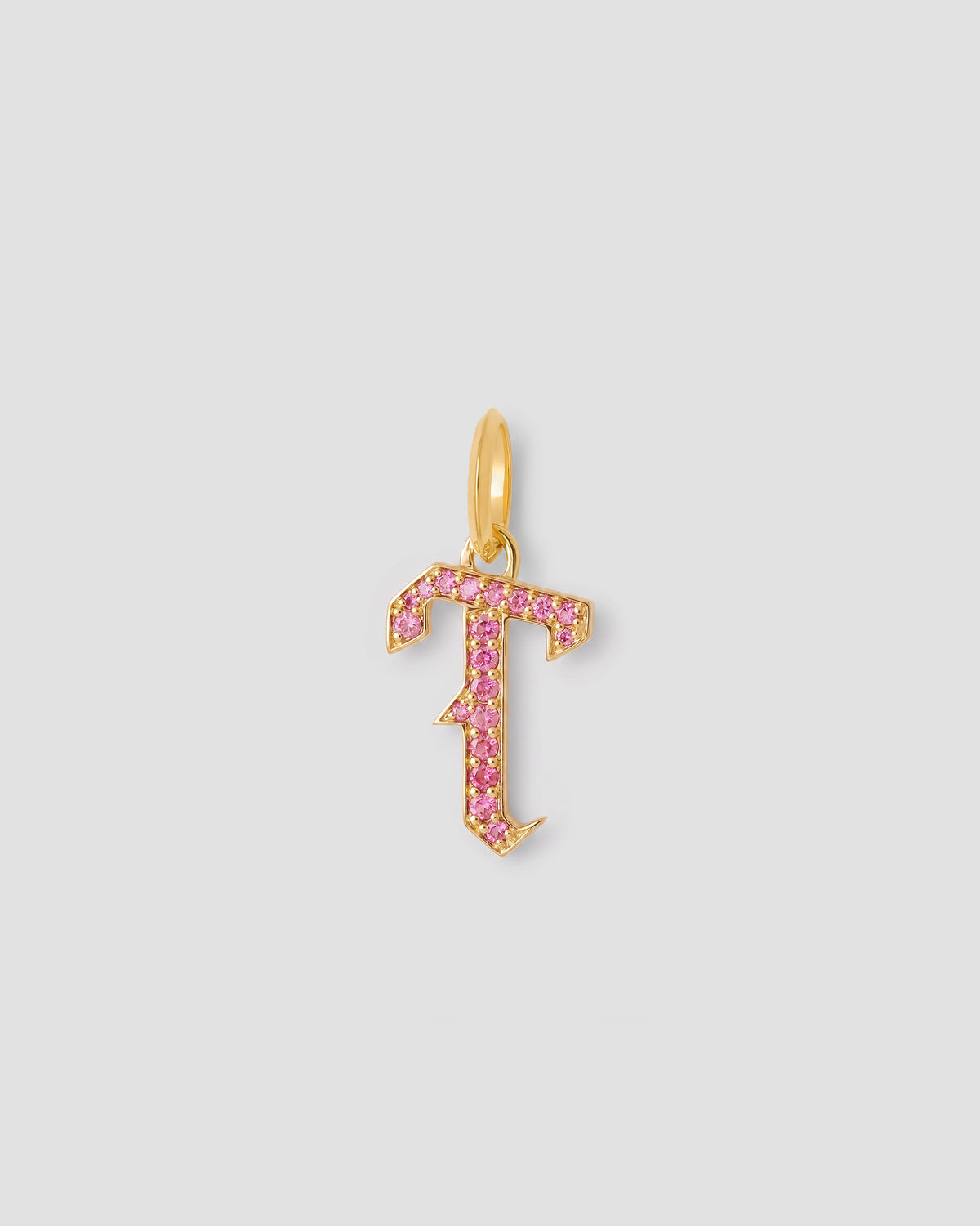 Capital Gothic Letter Charm with Pavé Gemstones