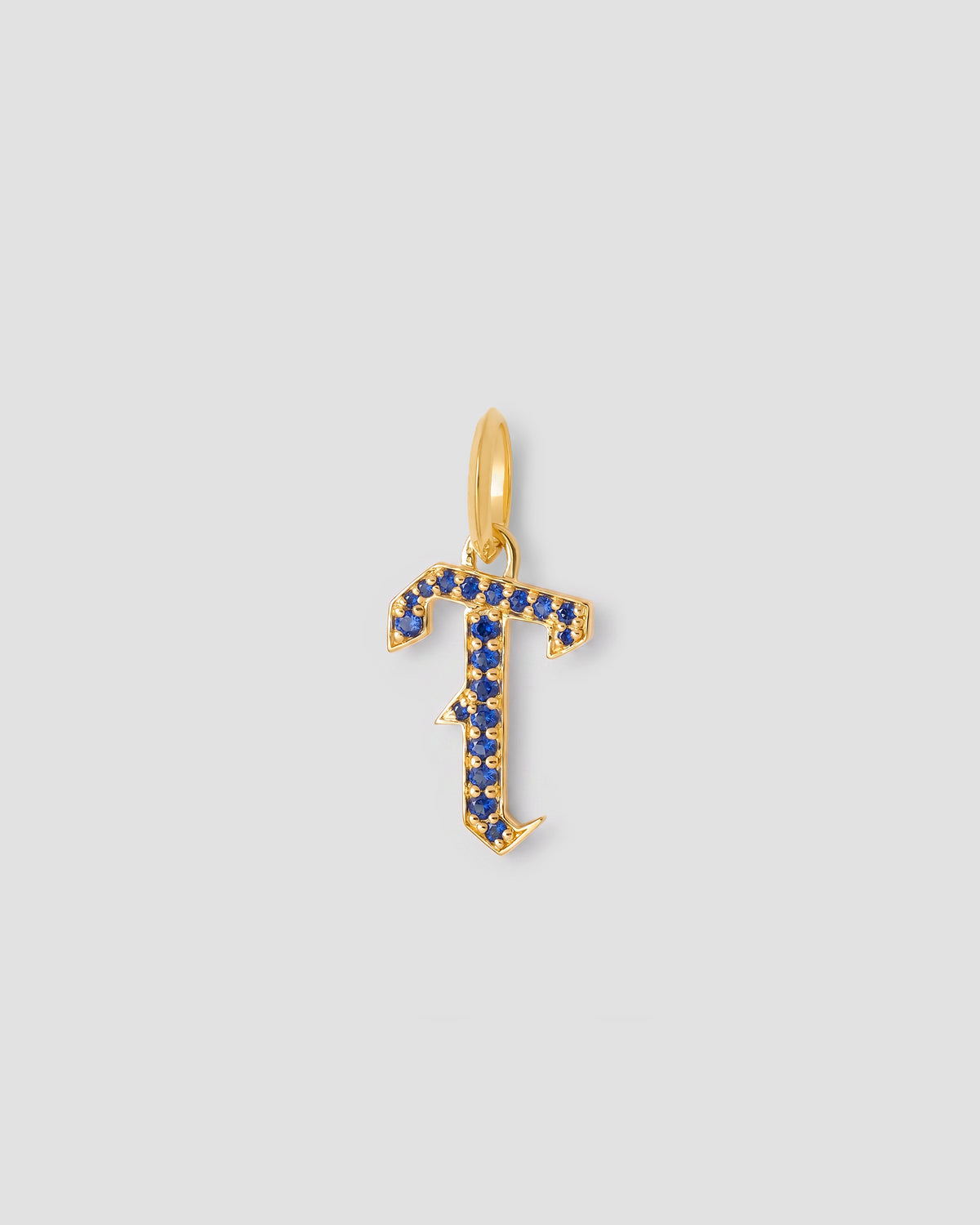 Capital Gothic Letter Charm with Pavé Gemstones