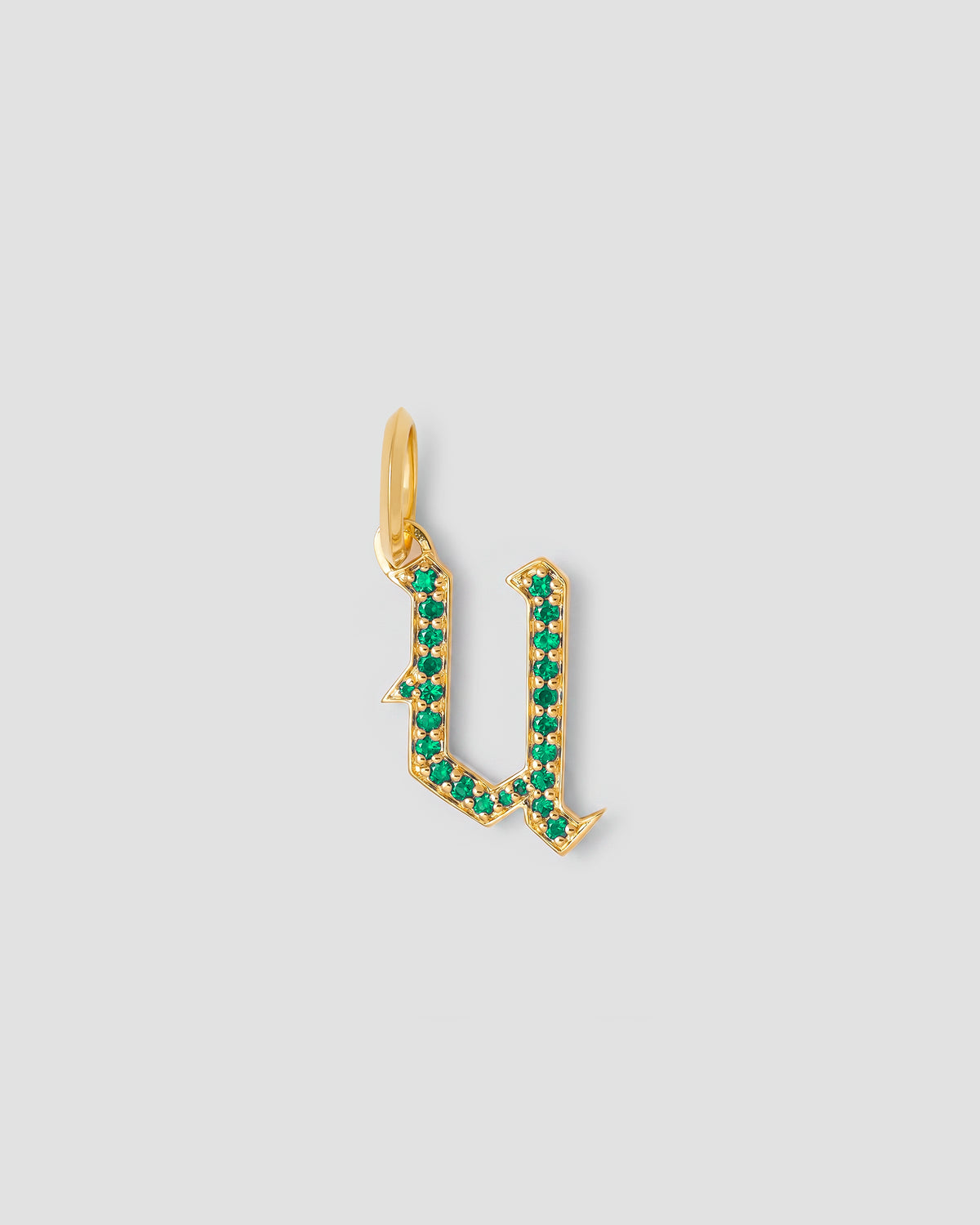 Capital Gothic Letter Charm with Pavé Gemstones