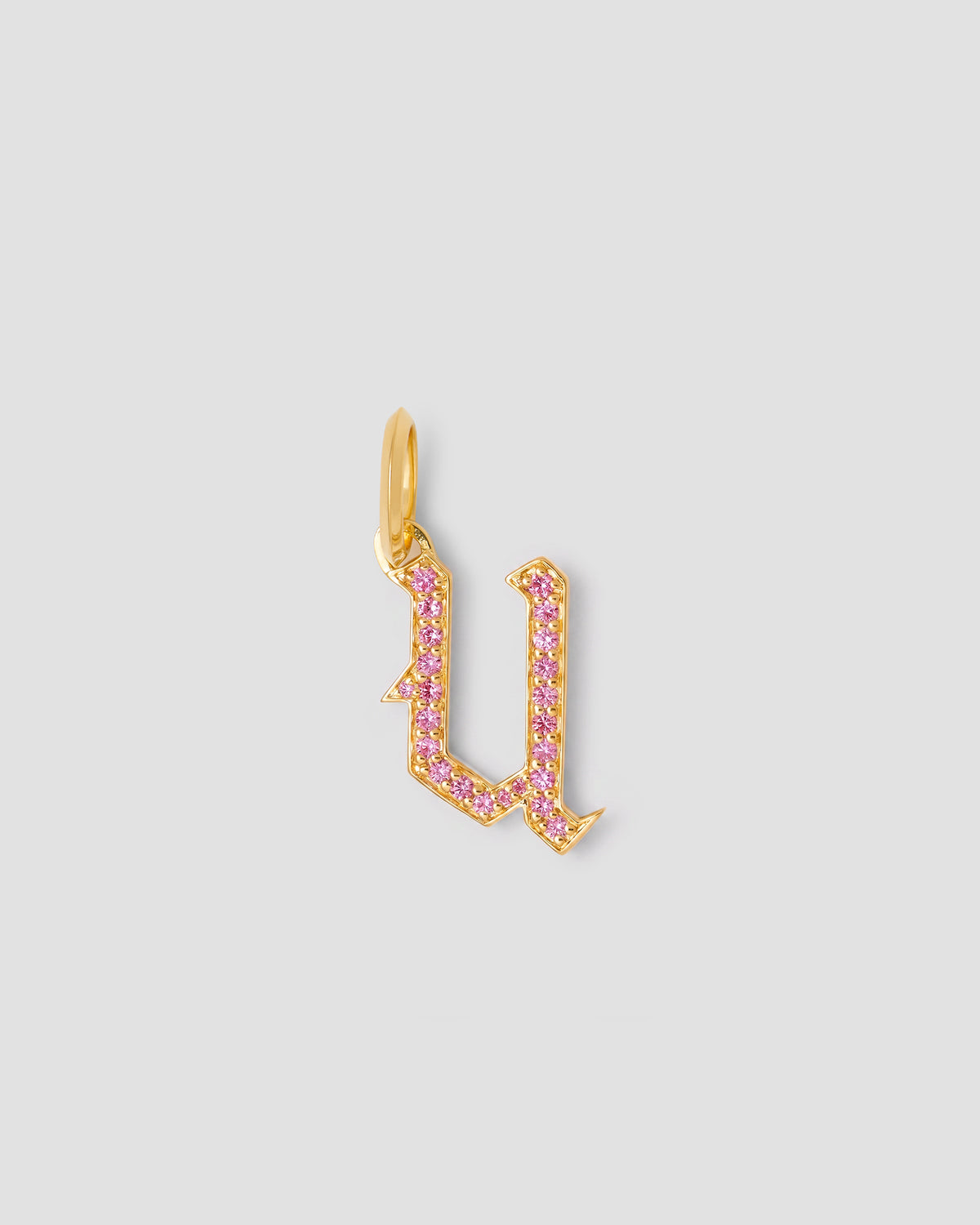 Capital Gothic Letter Charm with Pavé Gemstones