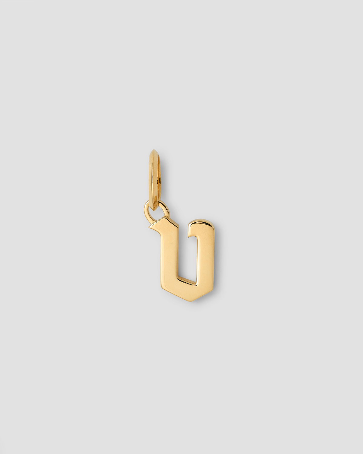 Lower Case Gothic Letter Charm in 14K Yellow Gold 14K gold charm - alternate angle | charm necklaces