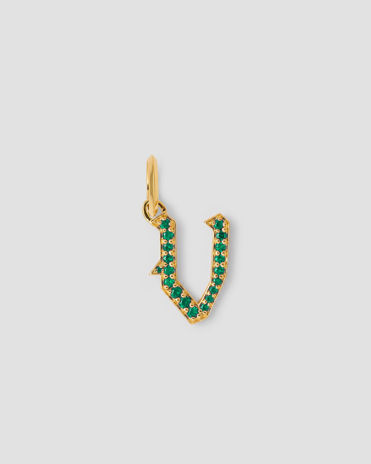 Capital Gothic Letter Charm with Pavé Gemstones
