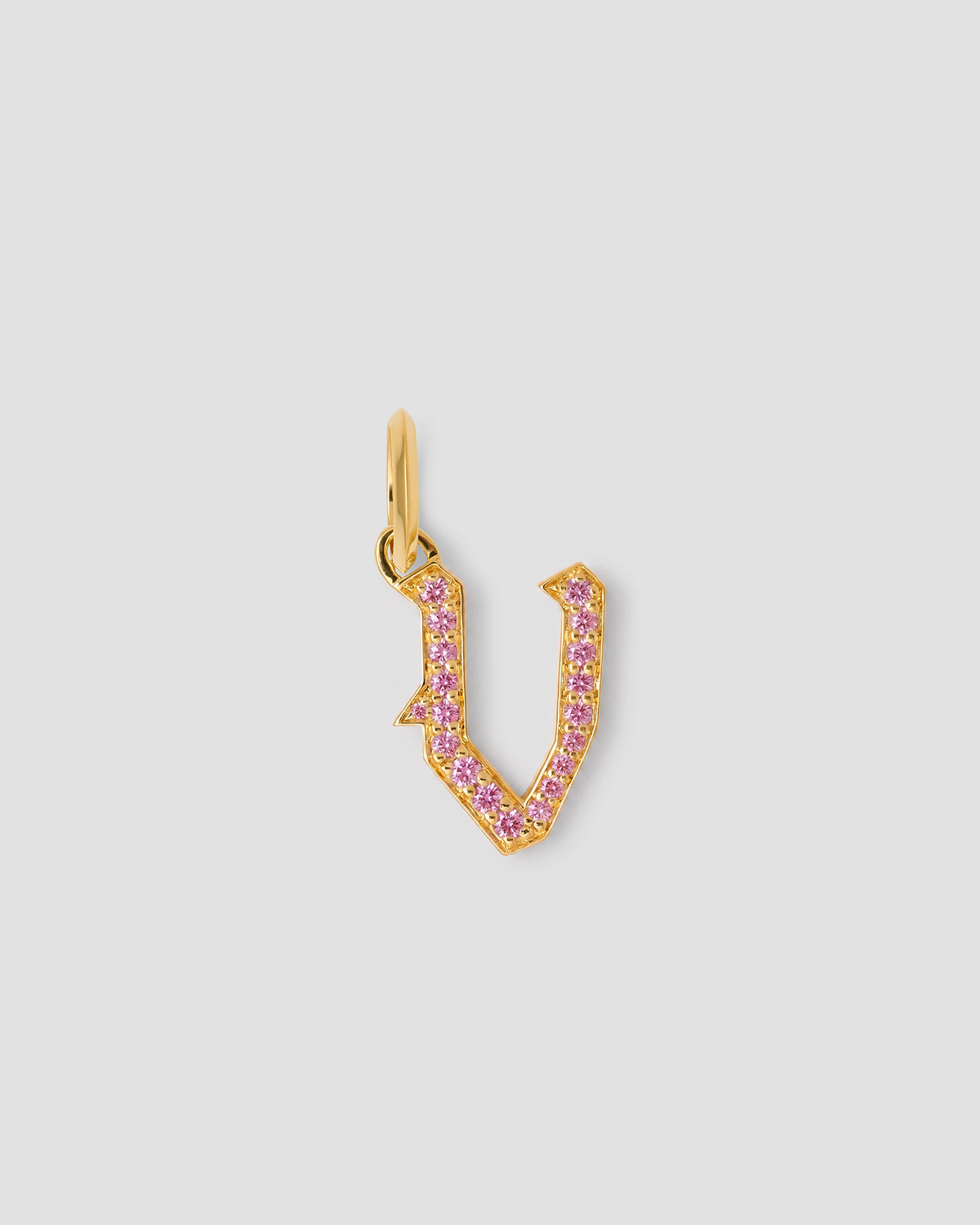 Capital Gothic Letter Charm with Pavé Gemstones