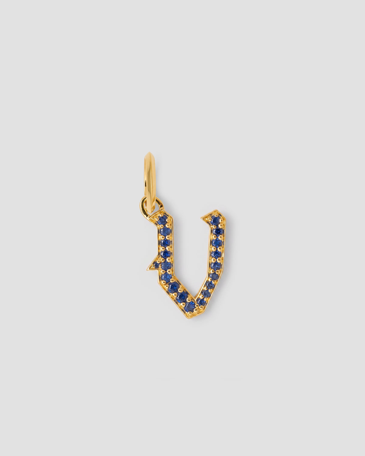 Capital Gothic Letter Charm with Pavé Gemstones
