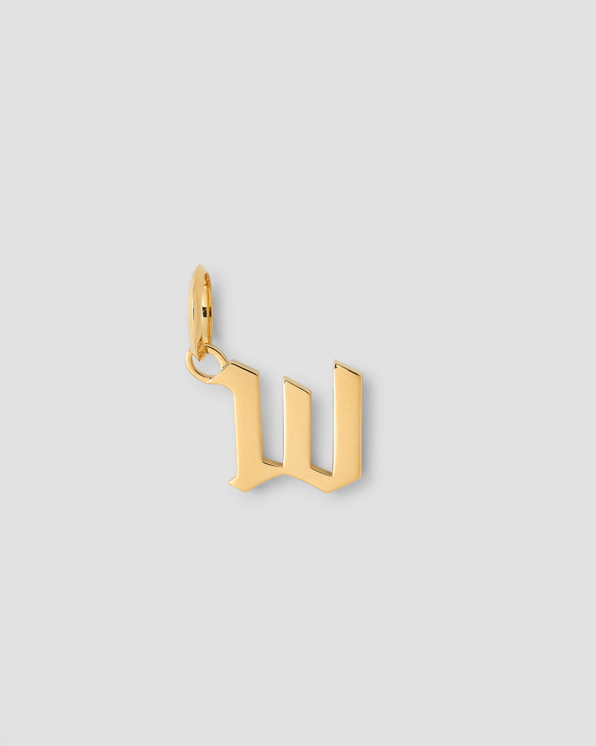 Lower Case Gothic Letter Charm in 14K Yellow Gold 14K gold charm - side view | charm necklaces