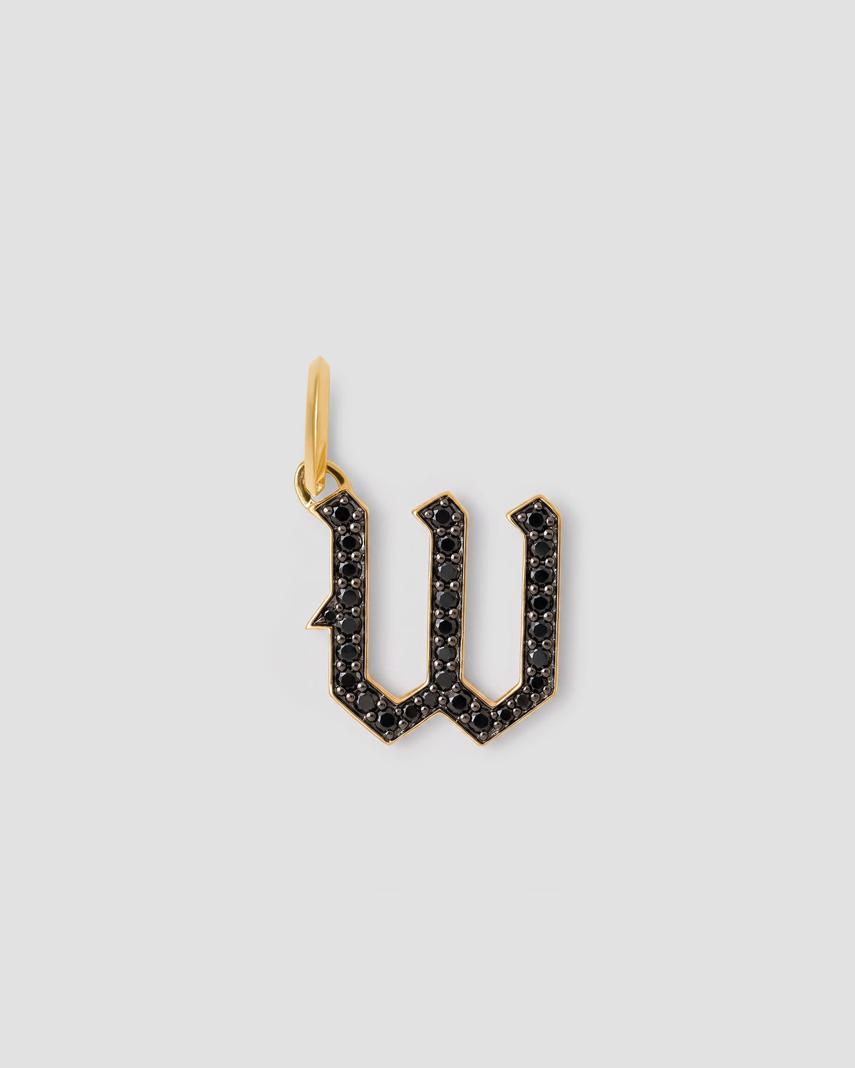 Capital Gothic Letter Charm with Pavé Black Diamonds