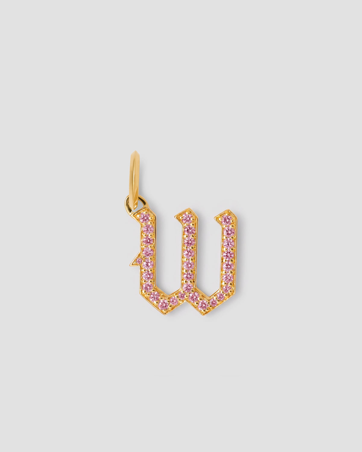 Capital Gothic Letter Charm with Pavé Gemstones