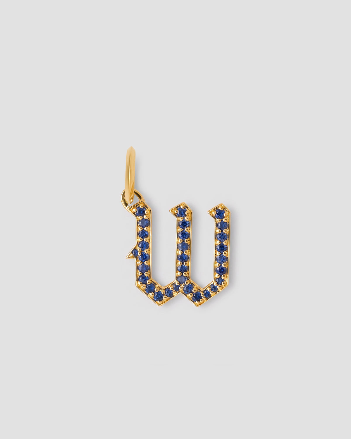 Capital Gothic Letter Charm with Pavé Gemstones