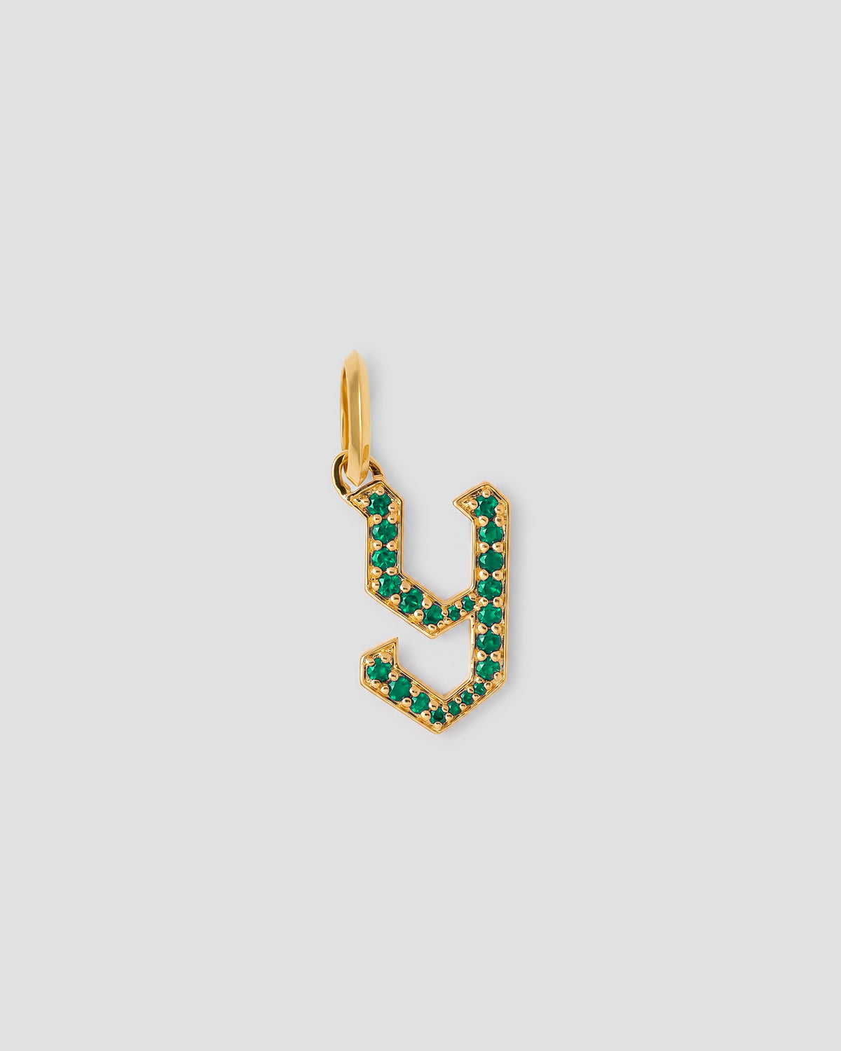 Capital Gothic Letter Charm with Pavé Gemstones