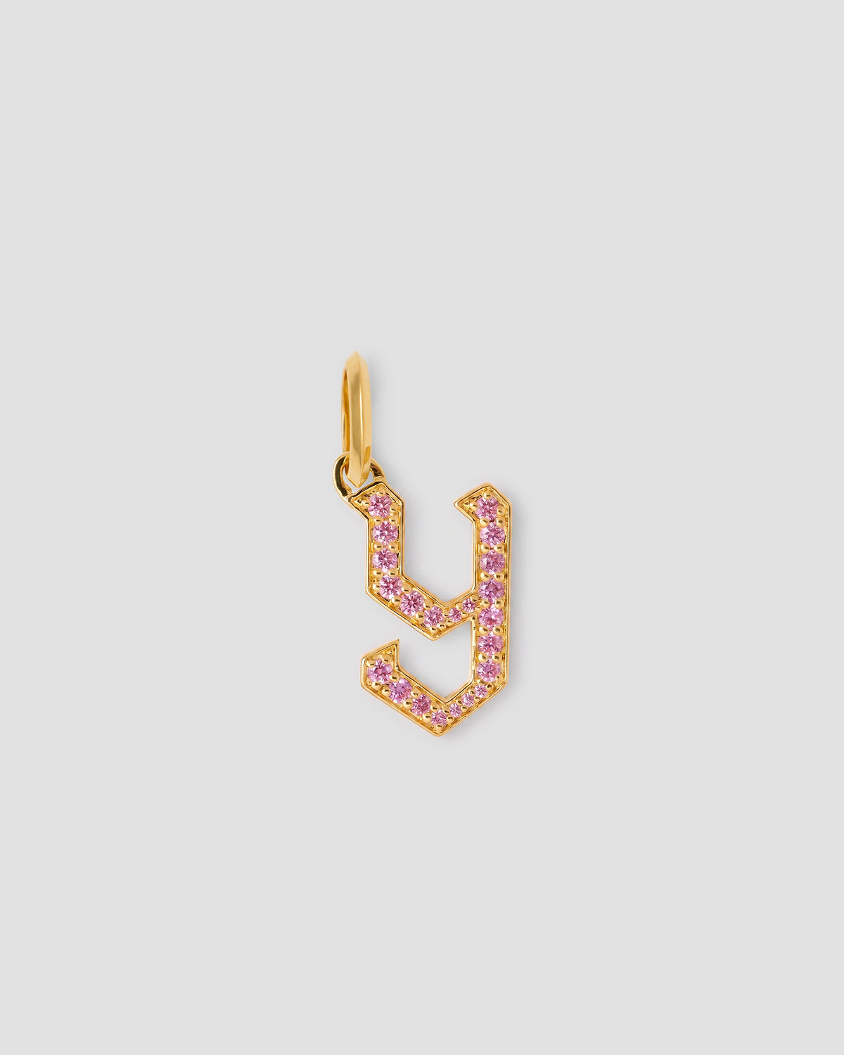 Capital Gothic Letter Charm with Pavé Gemstones