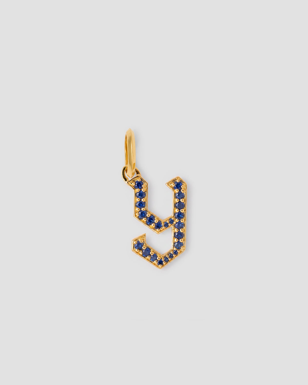 Capital Gothic Letter Charm with Pavé Gemstones